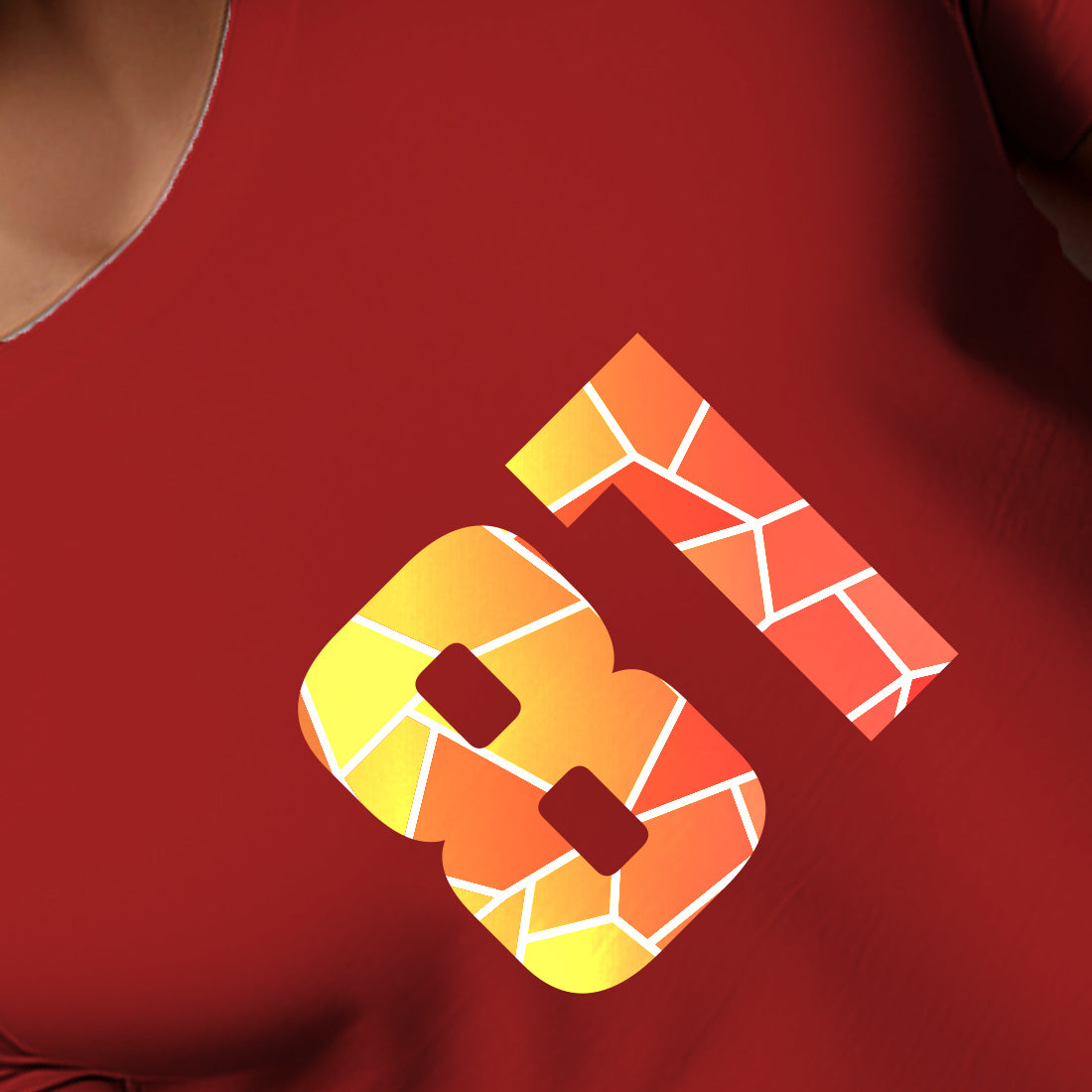 81 Number Men Unisex T-Shirt (Red)