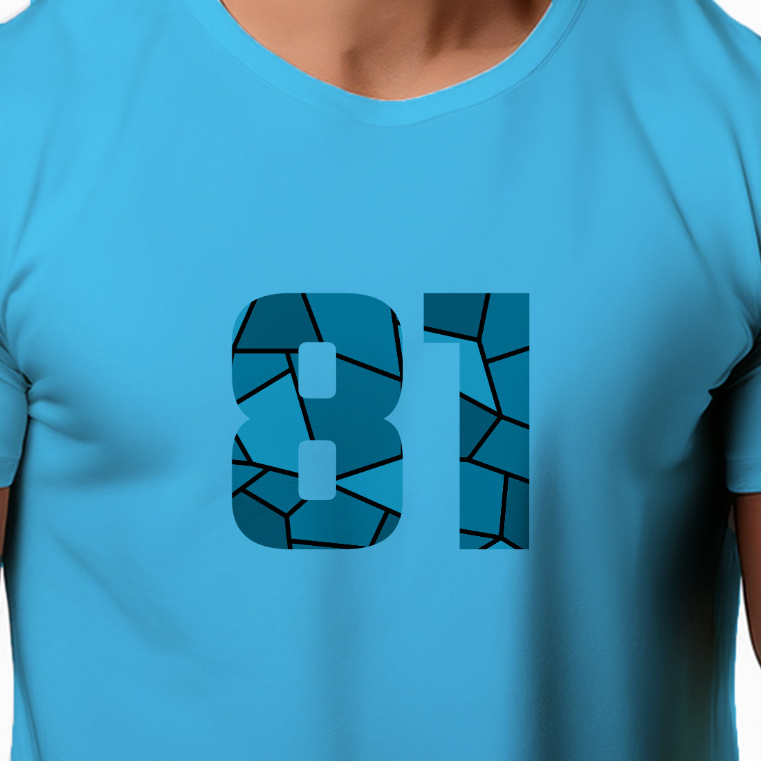 81 Number Men Unisex T-Shirt | Custom Number Graphic Tee (Sky Blue)