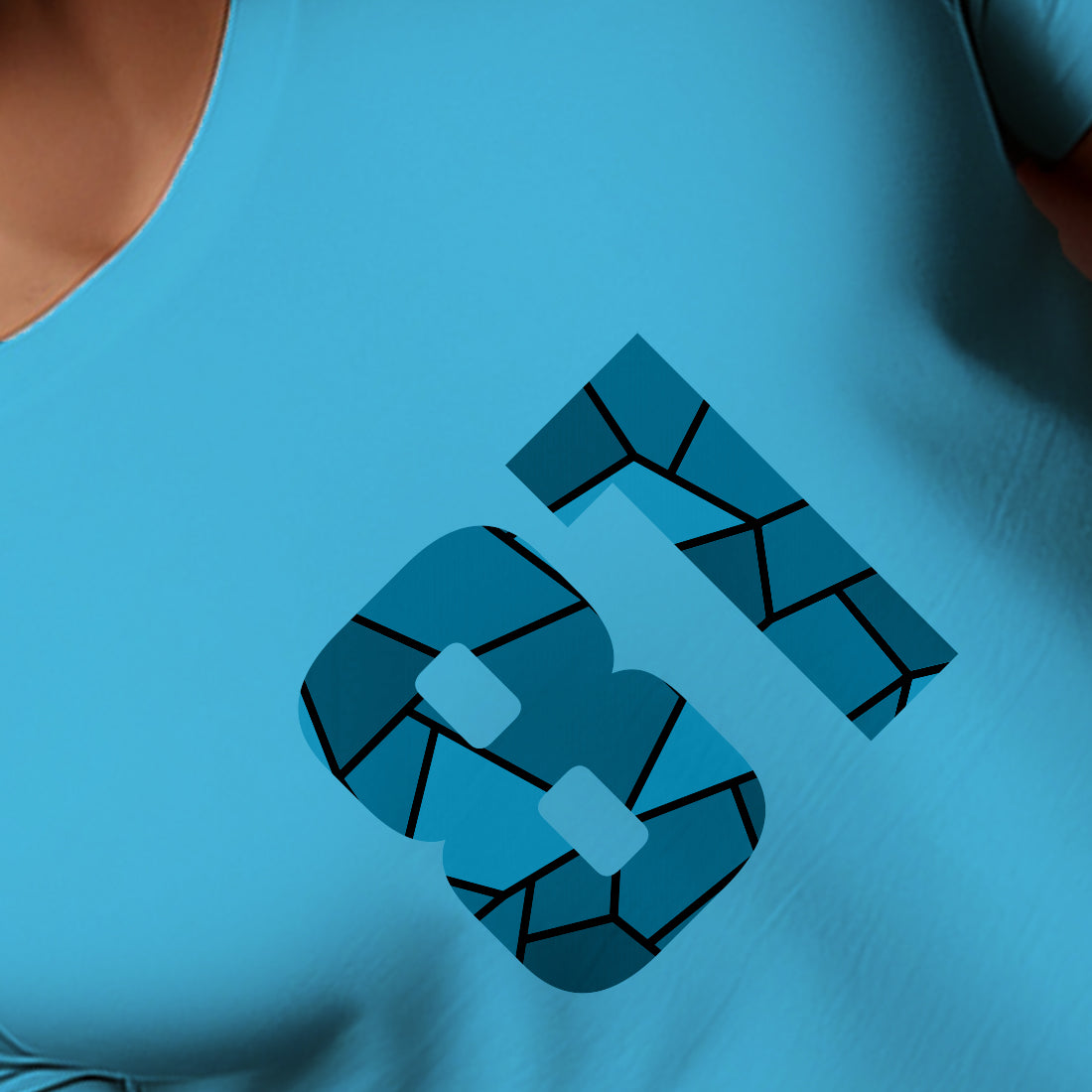 81 Number Men Unisex T-Shirt | Custom Number Graphic Tee (Sky Blue)