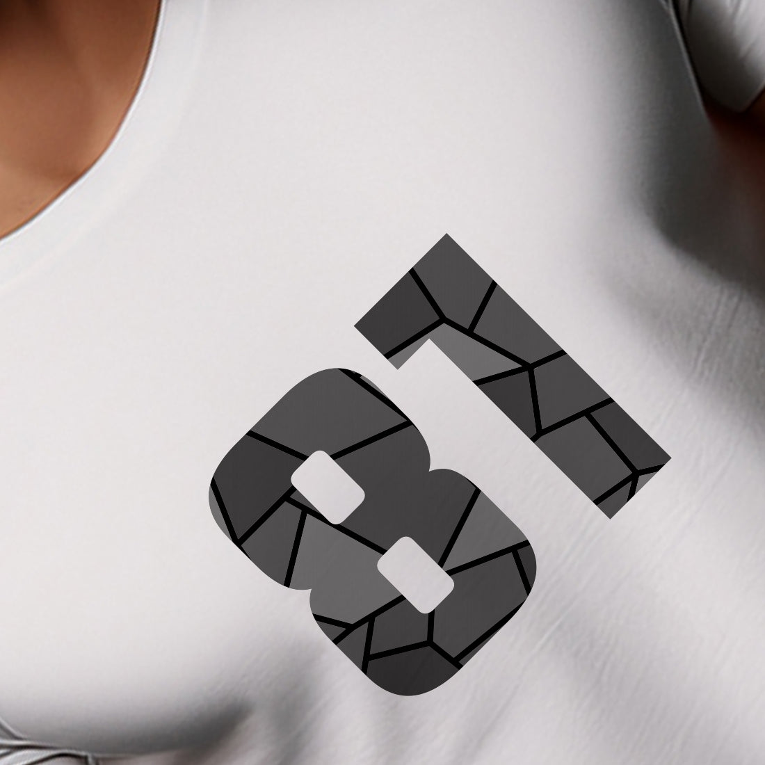81 Number Men Unisex T-Shirt | Custom Number Graphic Tee (White)