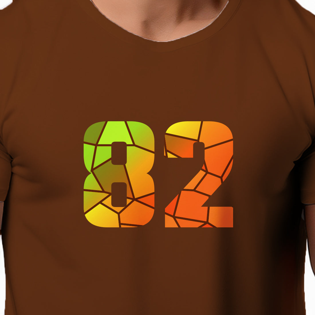 82 Number Men Unisex T-Shirt | Custom Number Graphic Tee (Brown)