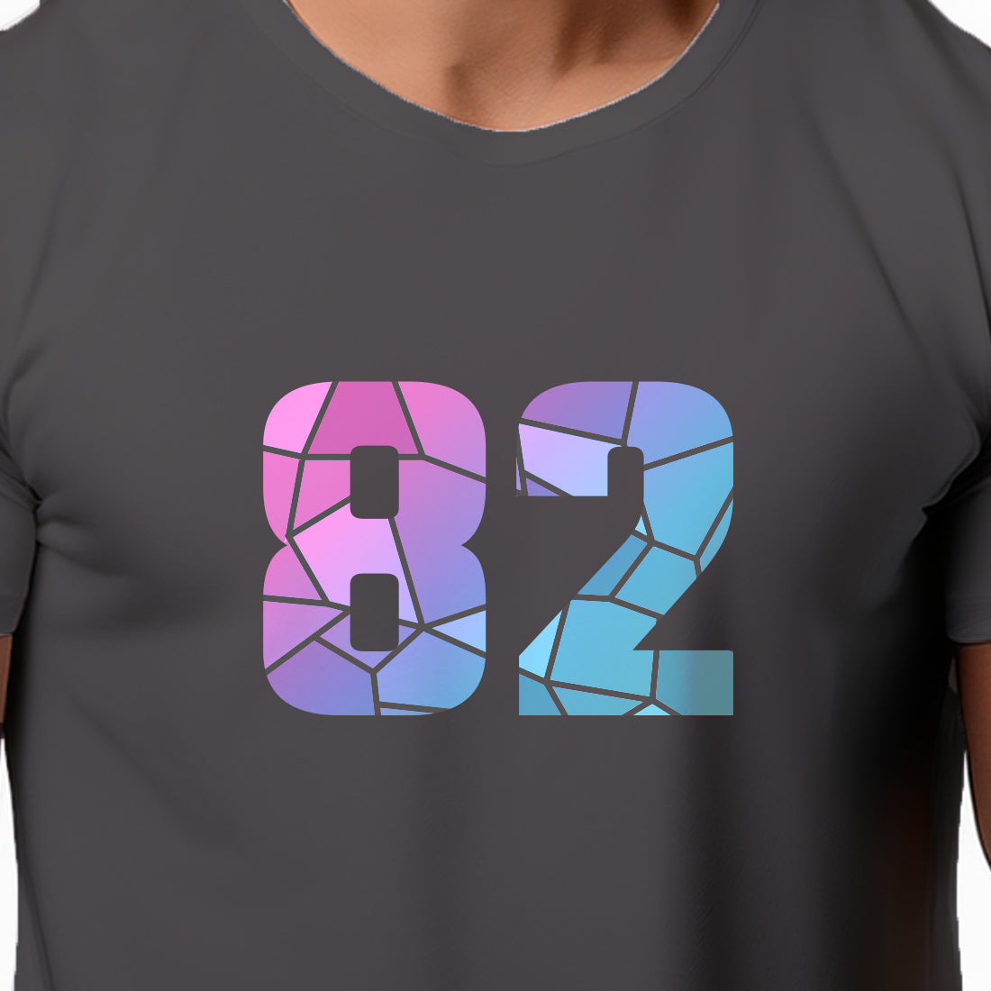 82 Number Men Unisex T-Shirt | Custom Number Graphic Tee (Charcoal Grey)