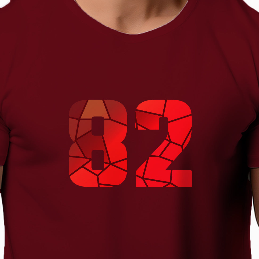 82 Number Men Unisex T-Shirt | Custom Number Graphic Tee (Maroon)