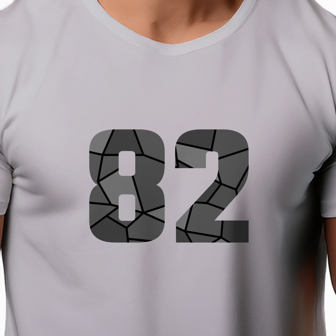 82 Number Men Unisex T-Shirt | Custom Number Graphic Tee (Melange Grey)
