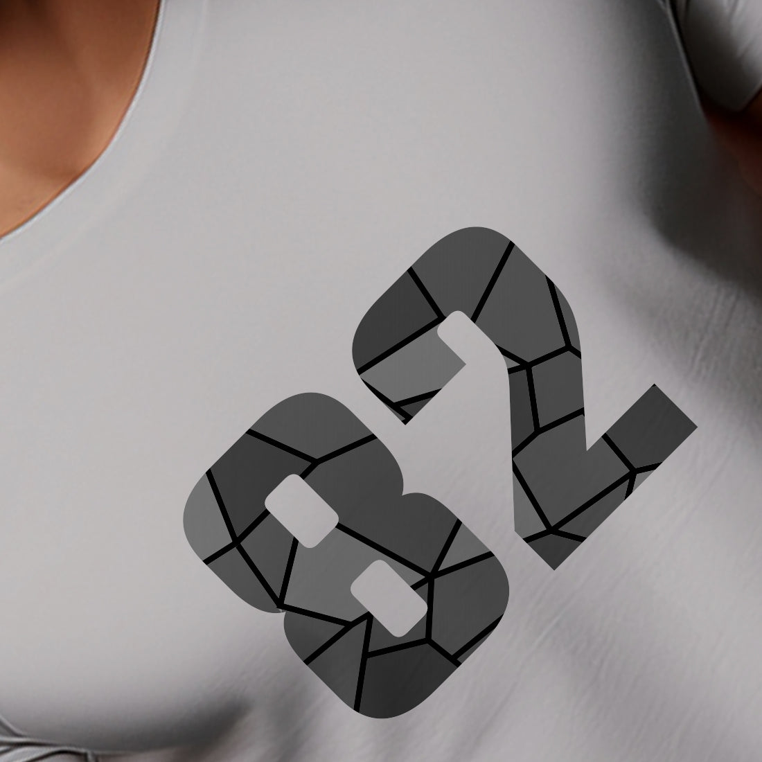 82 Number Men Unisex T-Shirt | Custom Number Graphic Tee (Melange Grey)