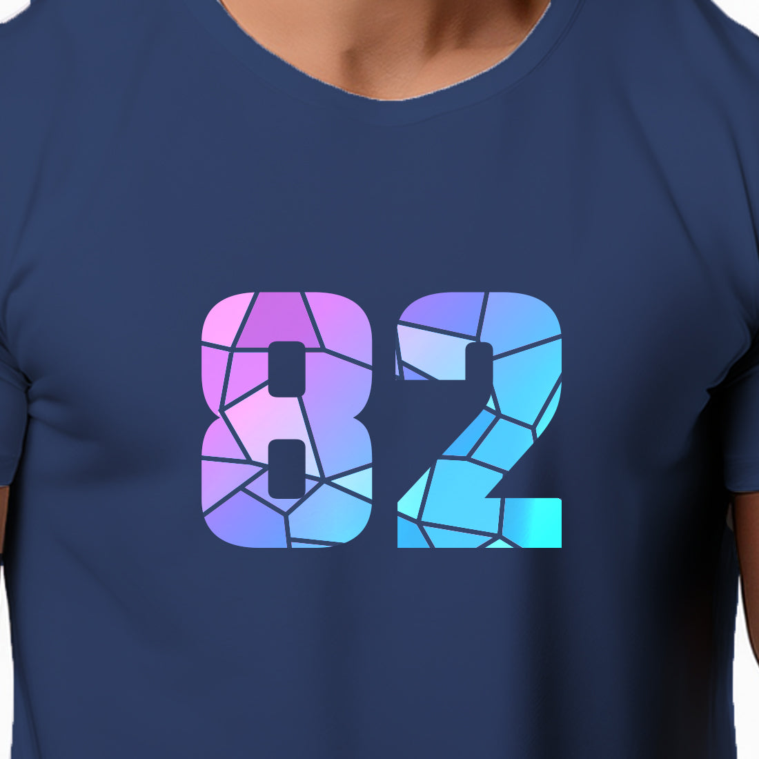 82 Number Men Unisex T-Shirt | Custom Number Graphic Tee (Navy Blue)