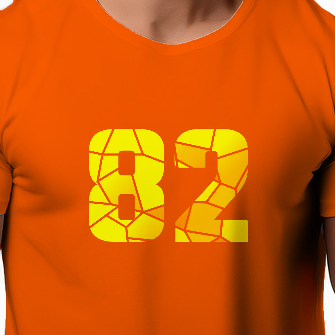 82 Number Men Unisex T-Shirt | Custom Number Graphic Tee (Orange)