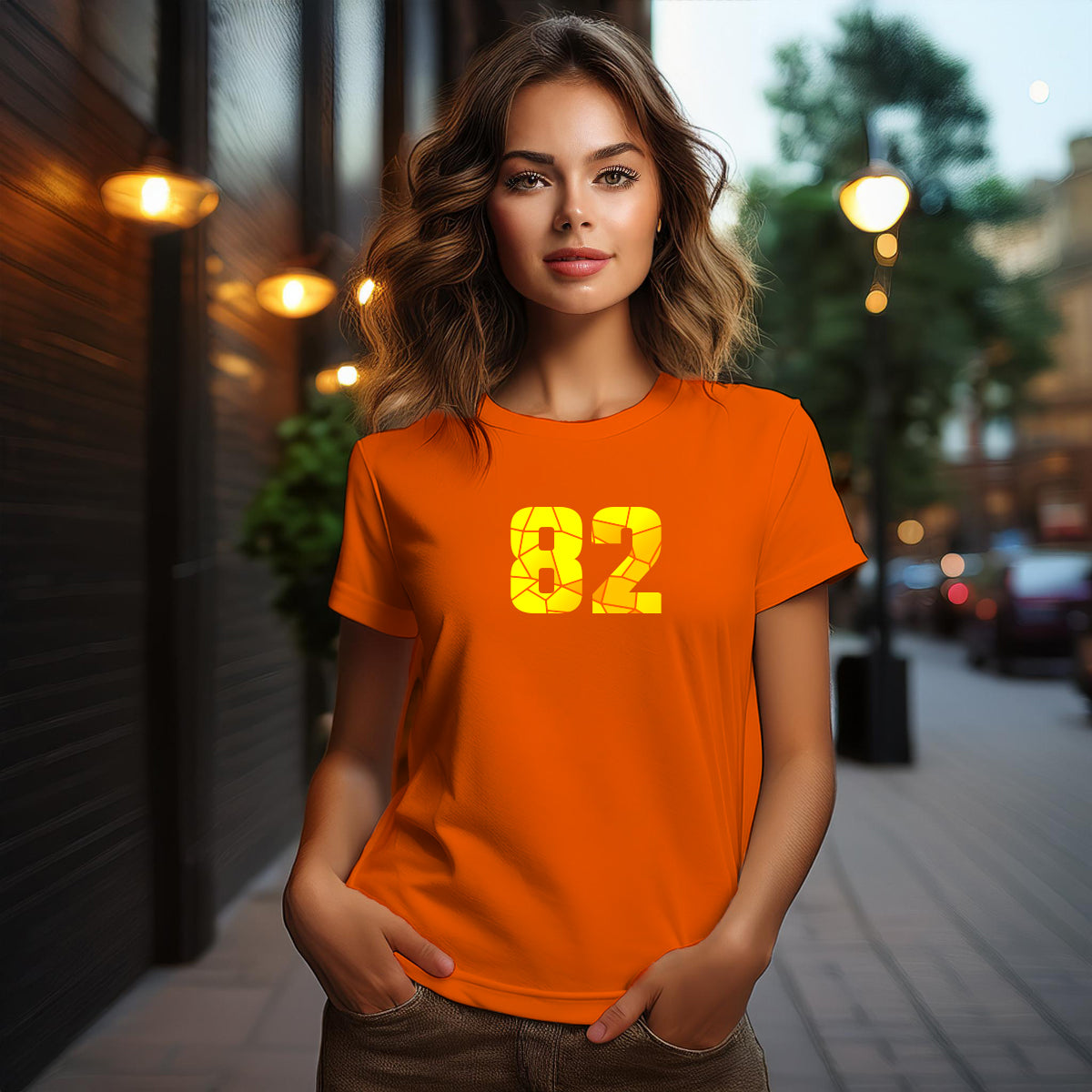 82 Number Women T-Shirt (Orange)