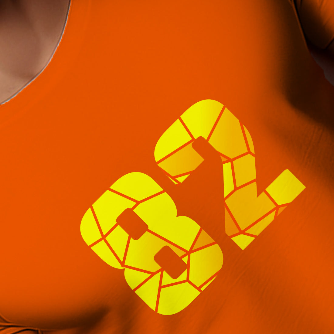 82 Number Men Unisex T-Shirt | Custom Number Graphic Tee (Orange)