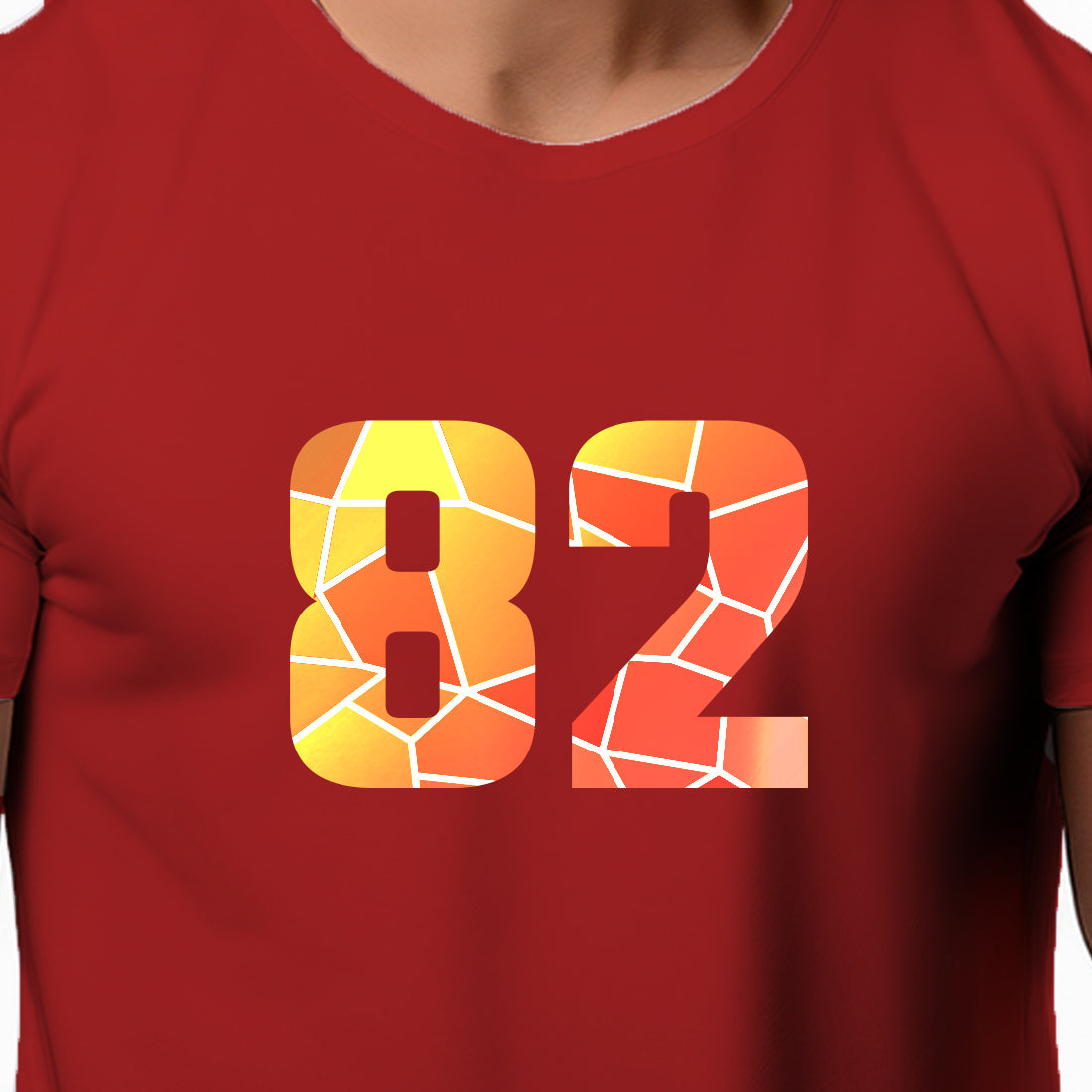 82 Number Men Unisex T-Shirt | Custom Number Graphic Tee (Red)