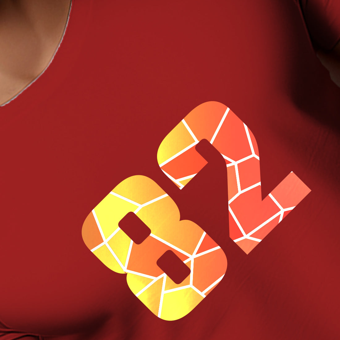 82 Number Men Unisex T-Shirt | Custom Number Graphic Tee (Red)
