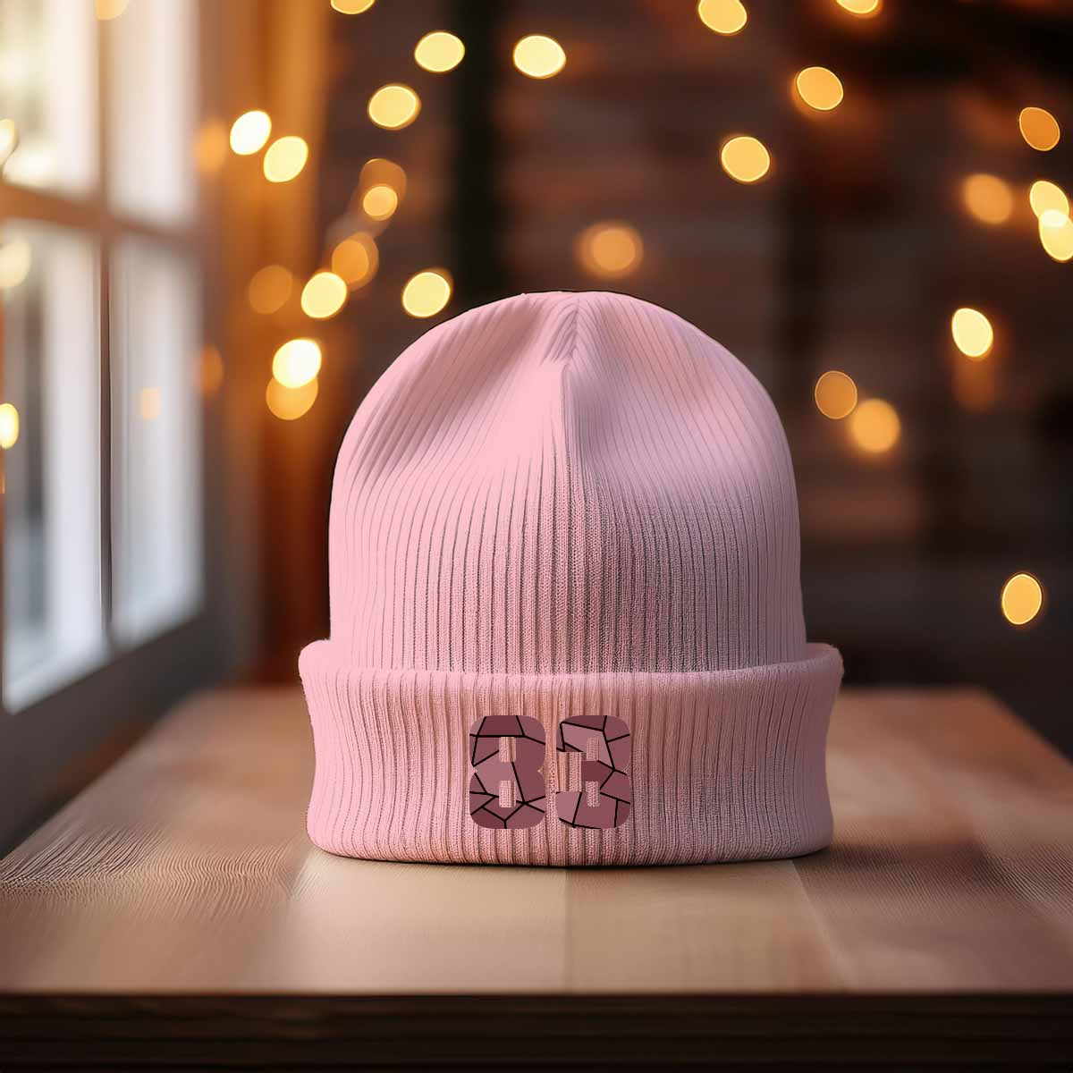 83 Number Cuffed Beanie (Baby Pink)