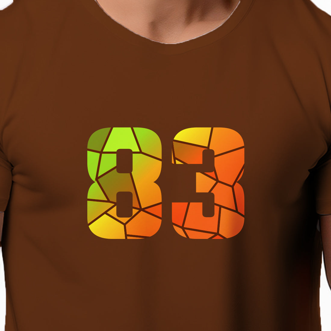 83 Number Men Unisex T-Shirt | Custom Number Graphic Tee (Brown)