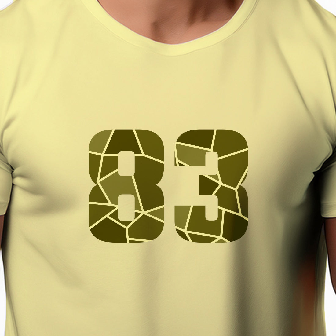 83 Number Men Unisex T-Shirt | Custom Number Graphic Tee (Butter Yellow)