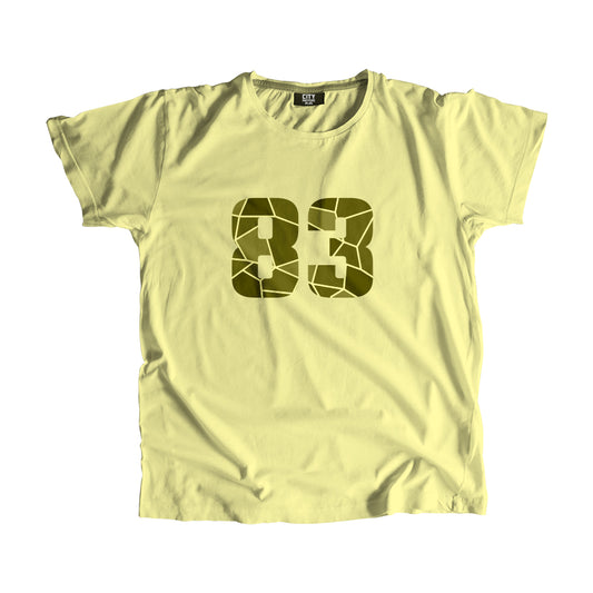 83 Number Men Unisex T-Shirt | Custom Number Graphic Tee (Butter Yellow)