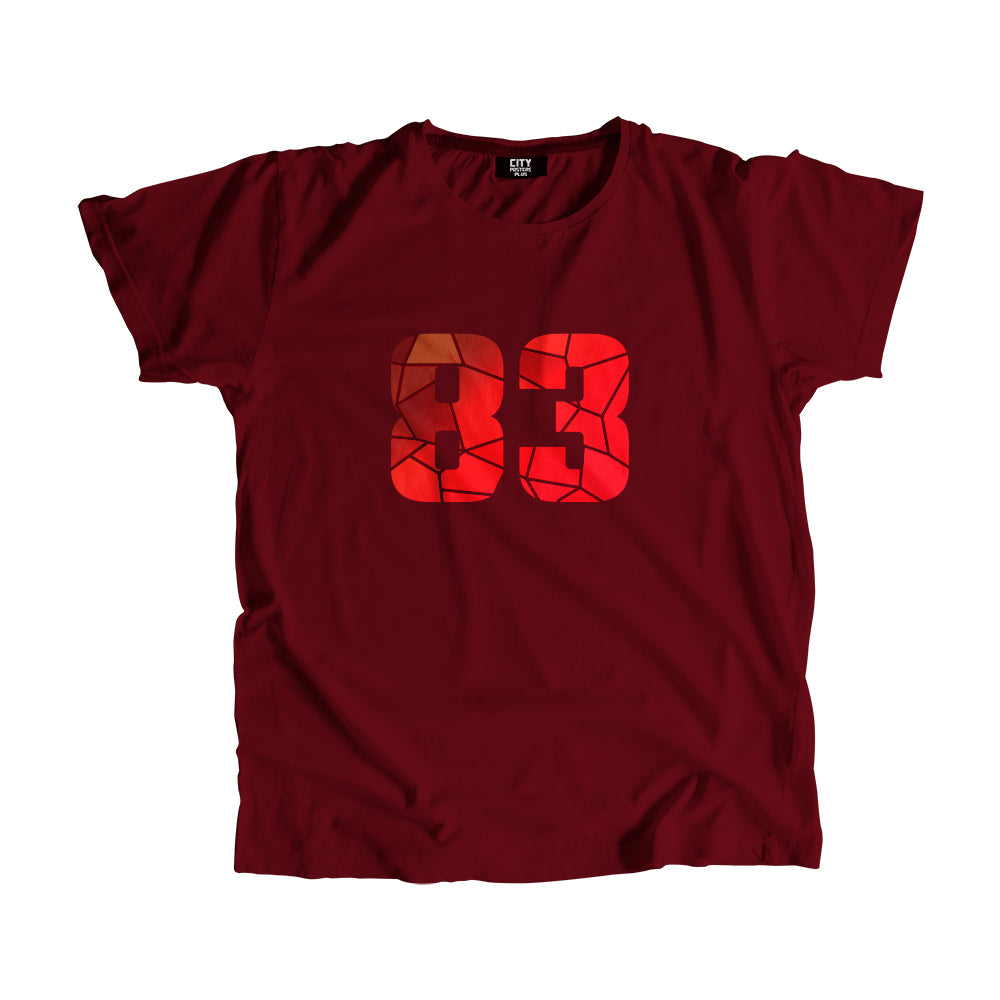 83 Number Men Unisex T-Shirt | Custom Number Graphic Tee (Maroon)
