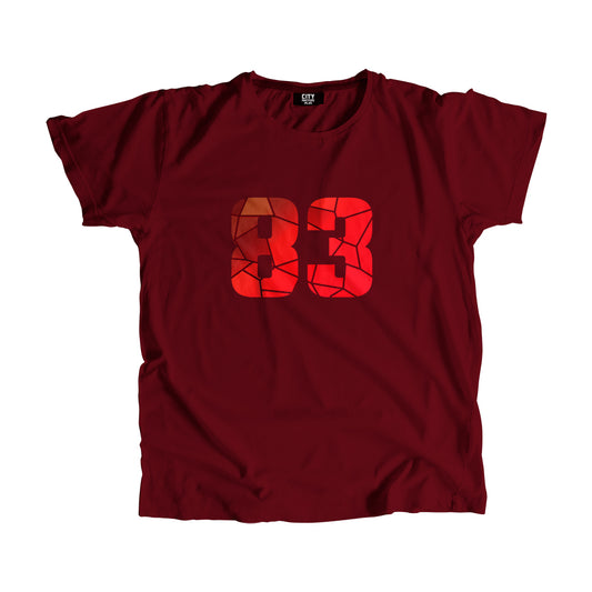 83 Number Men Unisex T-Shirt | Custom Number Graphic Tee (Maroon)