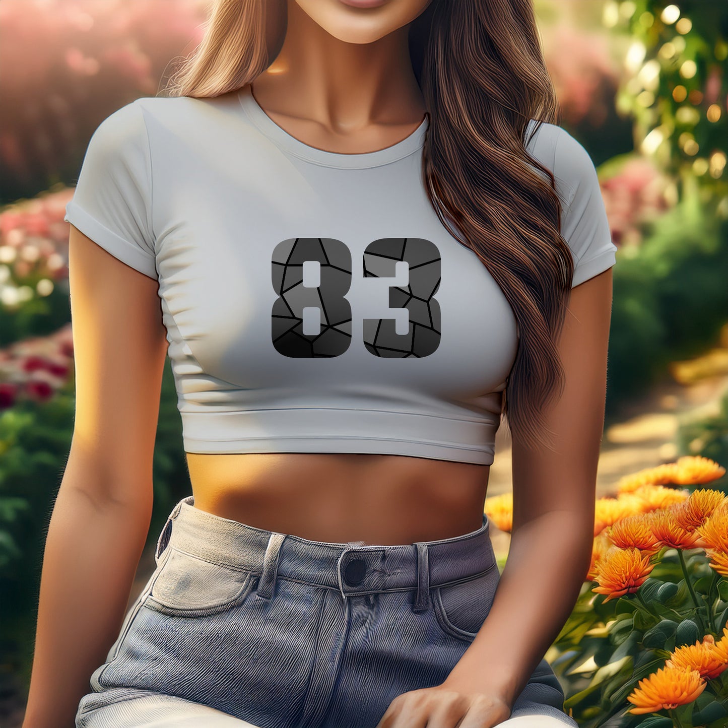 83 Number Women Crop Top (Melange Grey)