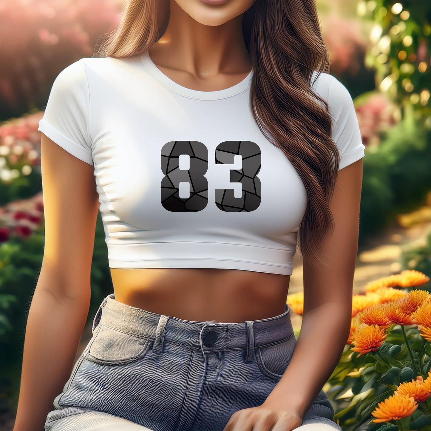 83 Number Women Crop Top (White)