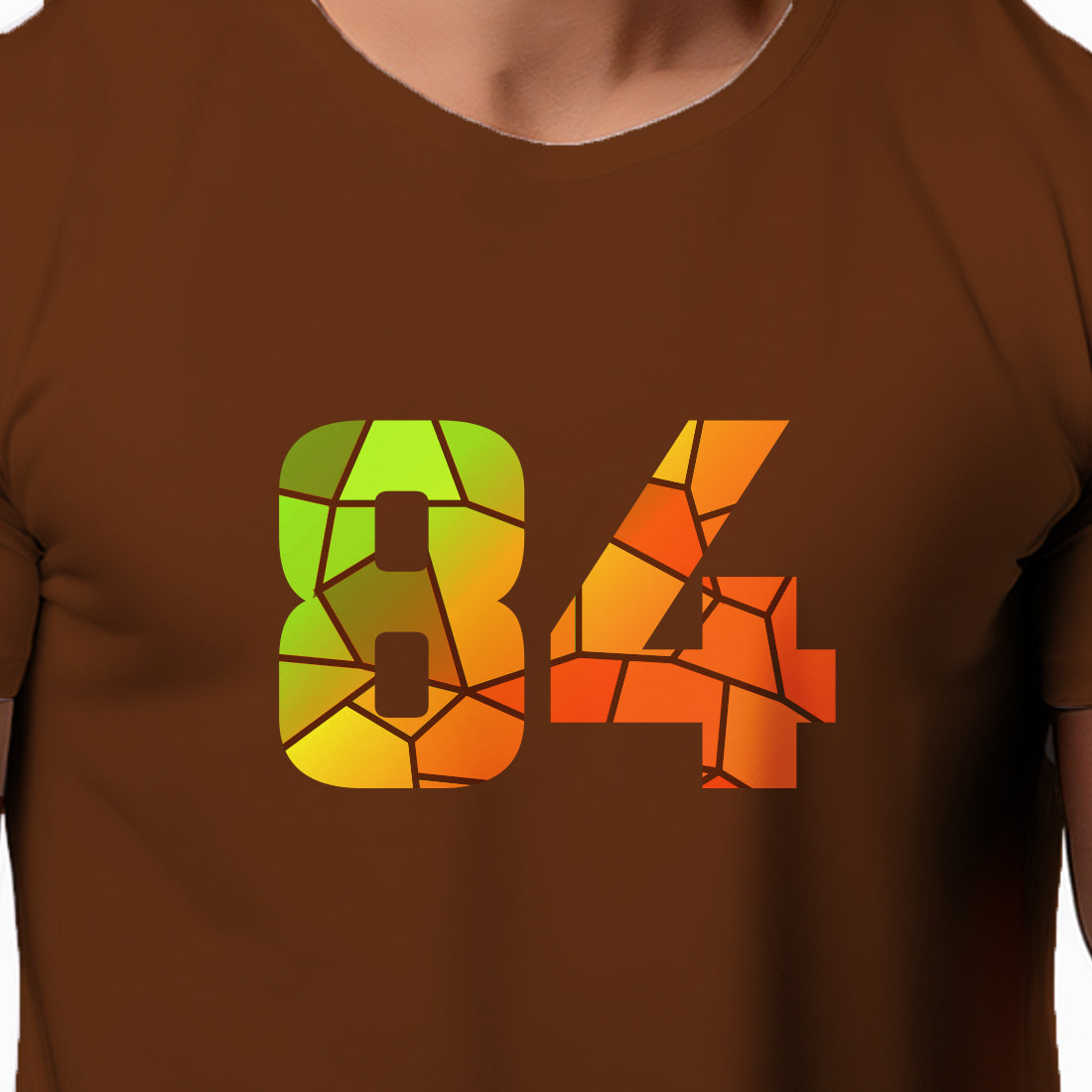 84 Number Men Unisex T-Shirt | Custom Number Graphic Tee (Brown)