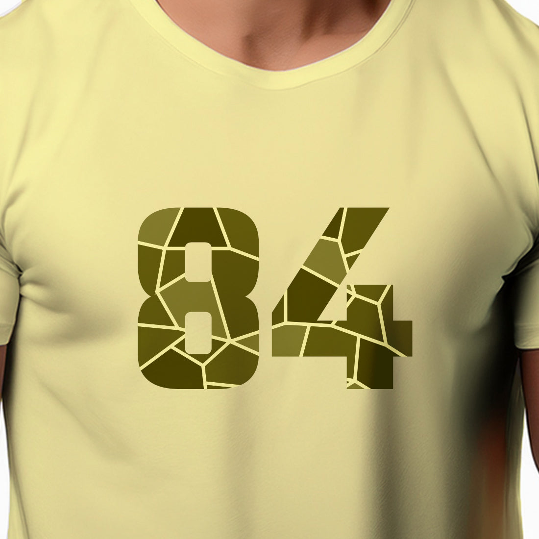 84 Number Men Unisex T-Shirt | Custom Number Graphic Tee (Butter Yellow)