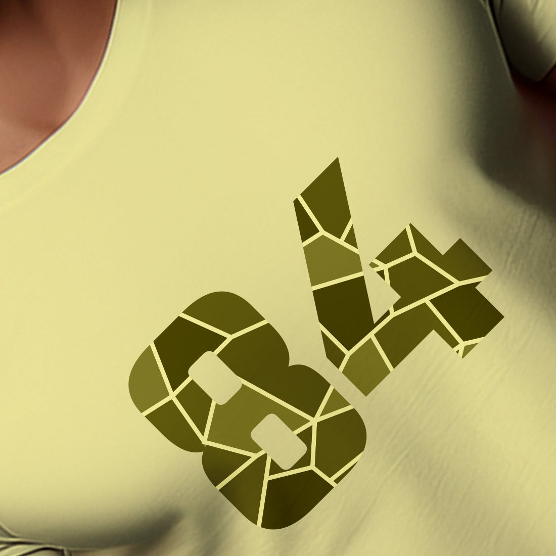 84 Number Men Unisex T-Shirt | Custom Number Graphic Tee (Butter Yellow)
