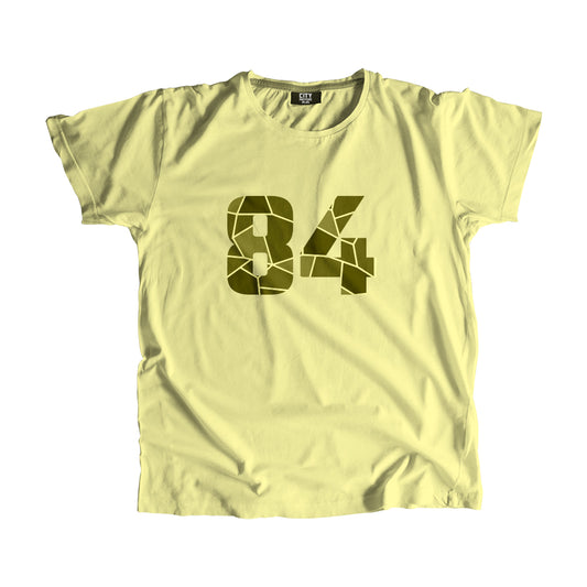 84 Number Men Unisex T-Shirt | Custom Number Graphic Tee (Butter Yellow)