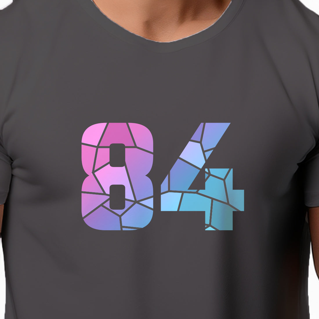 84 Number Men Unisex T-Shirt | Custom Number Graphic Tee (Charcoal Grey)