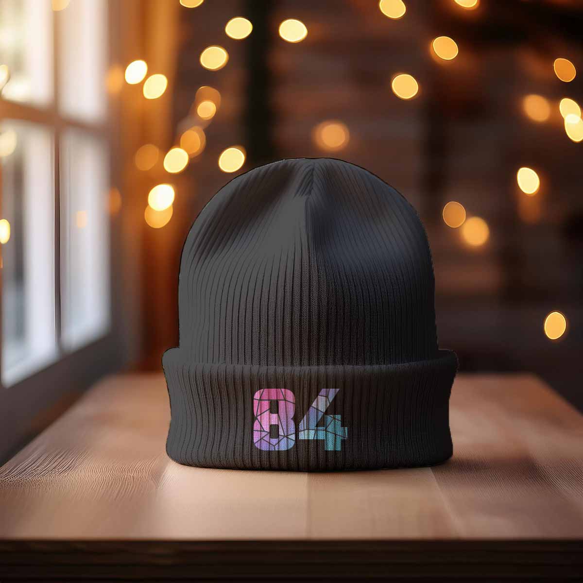 84 Number Cuffed Beanie (Dark Grey)