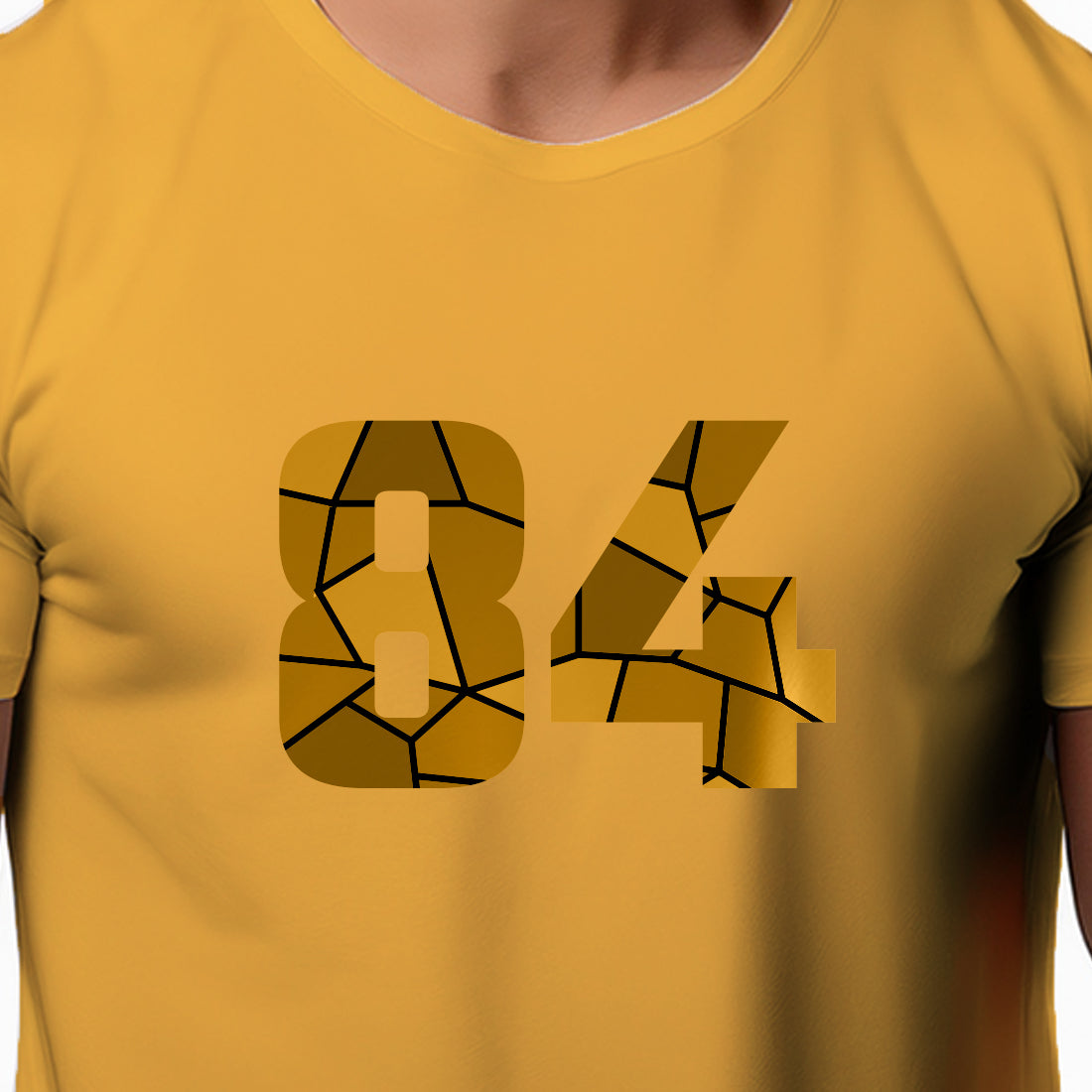 84 Number Men Unisex T-Shirt | Custom Number Graphic Tee (Golden Yellow)