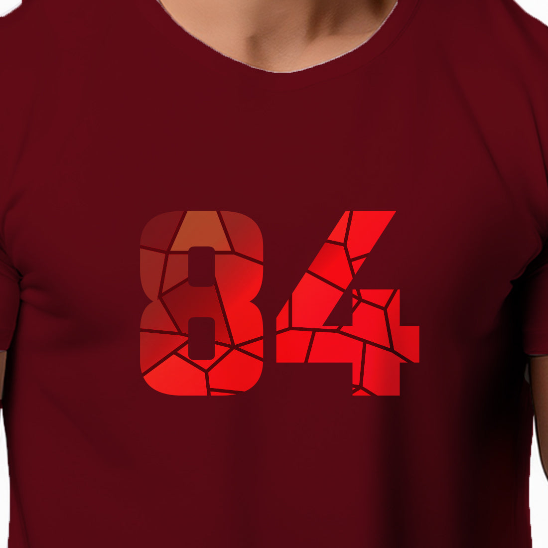 84 Number Men Unisex T-Shirt | Custom Number Graphic Tee (Maroon)