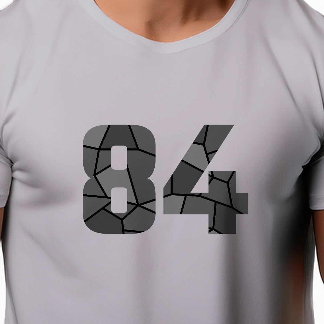 84 Number Men Unisex T-Shirt | Custom Number Graphic Tee (Melange Grey)