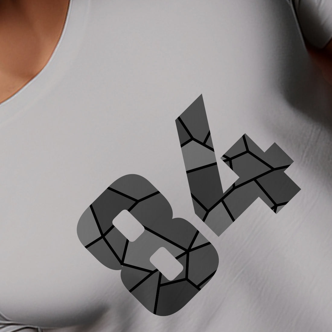 84 Number Men Unisex T-Shirt | Custom Number Graphic Tee (Melange Grey)