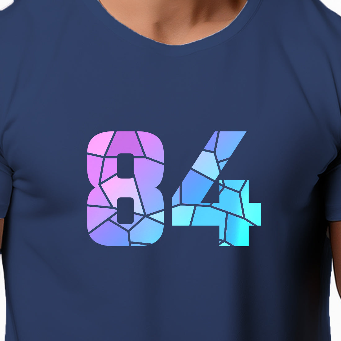 84 Number Men Unisex T-Shirt | Custom Number Graphic Tee (Navy Blue)