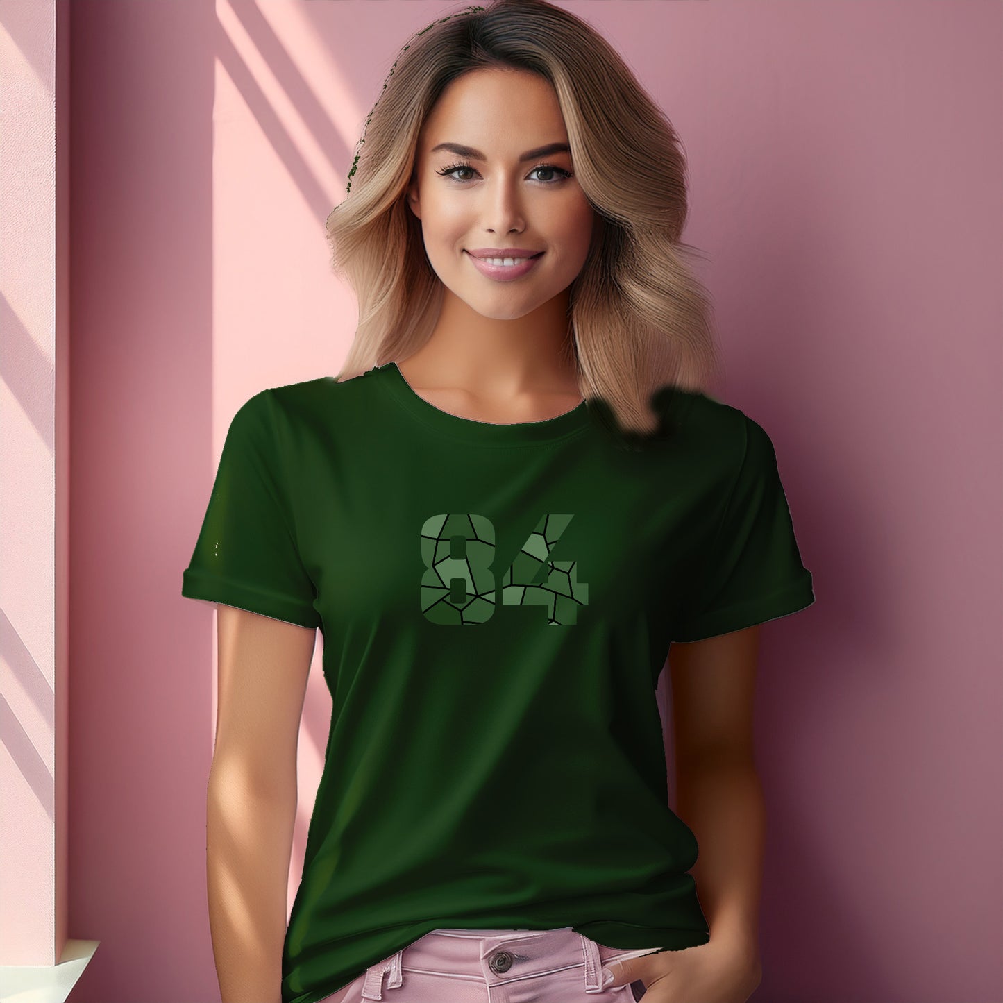 84 Number Women T-Shirt (Olive Green)