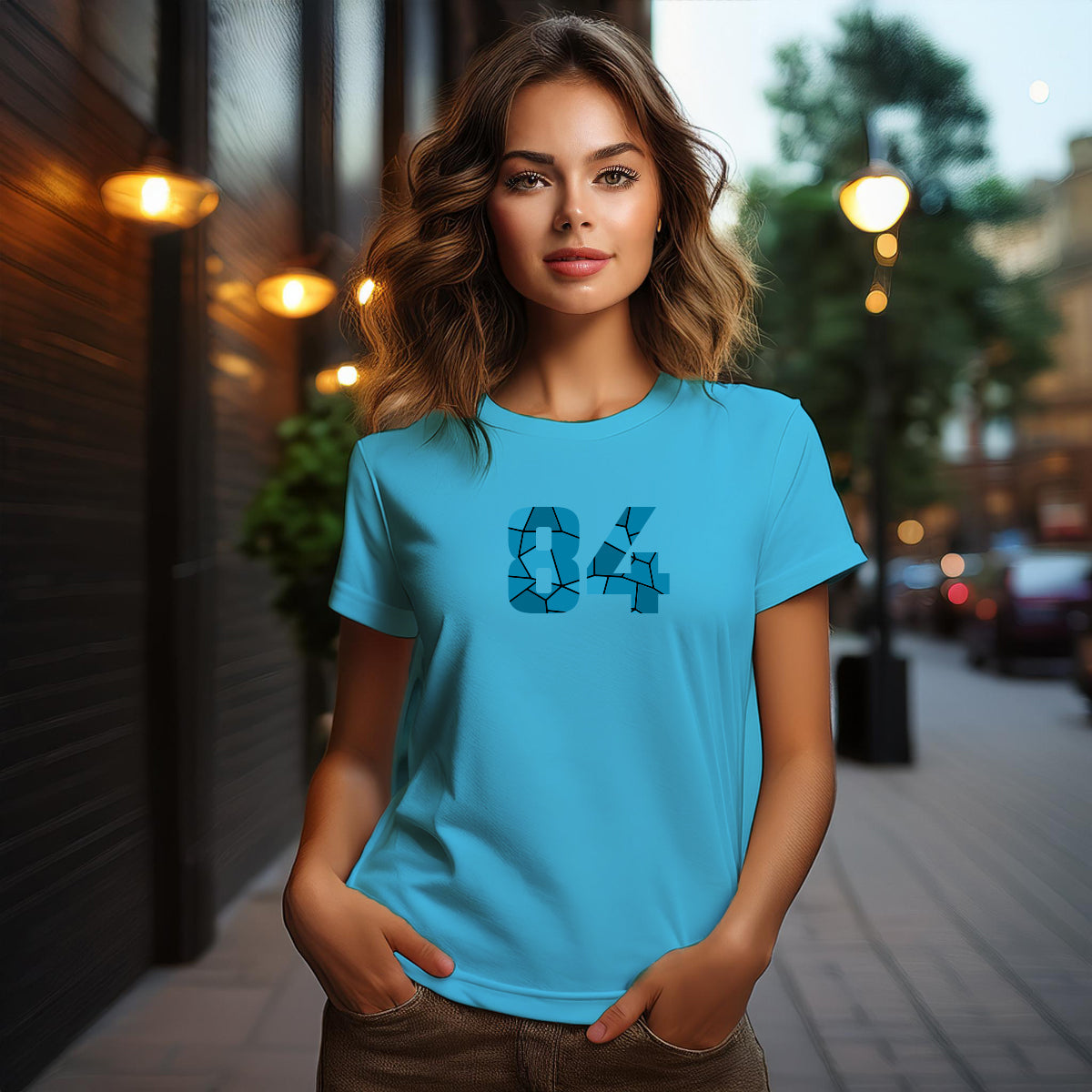 84 Number Women T-Shirt (Sky Blue)