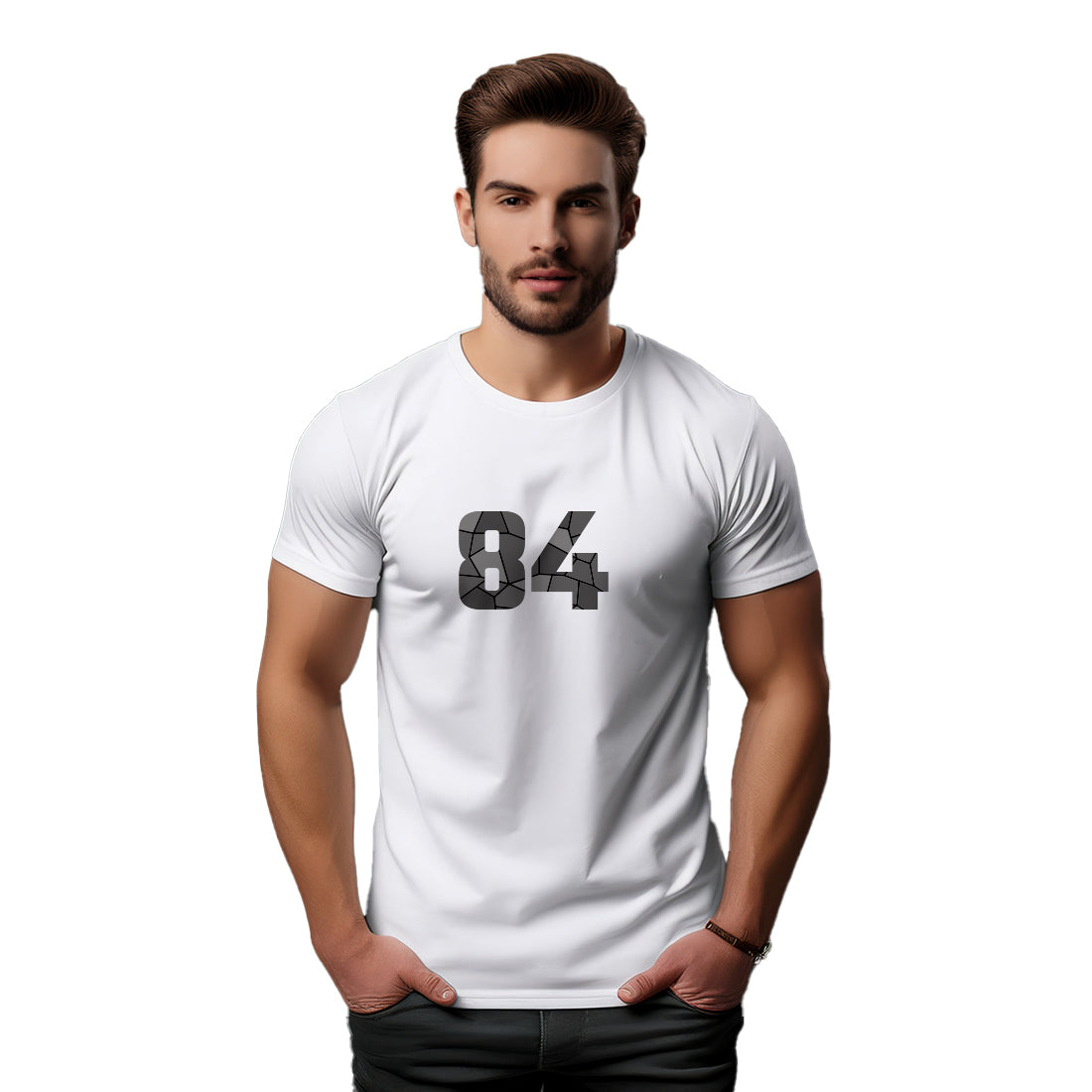 84 Number Men Unisex T-Shirt (White)