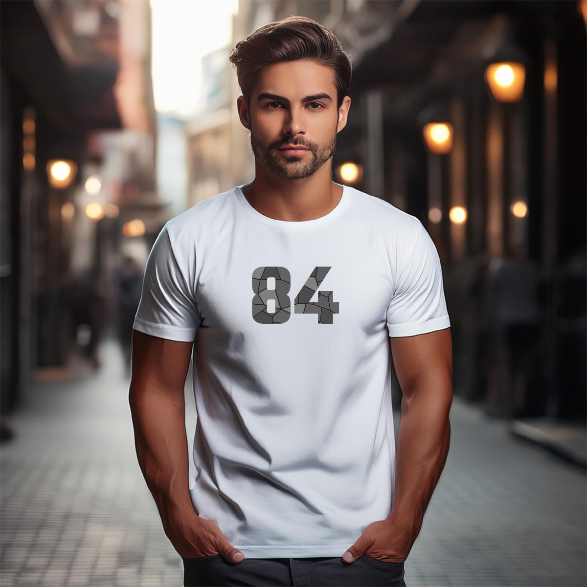 84 Number Men Unisex T-Shirt (White)