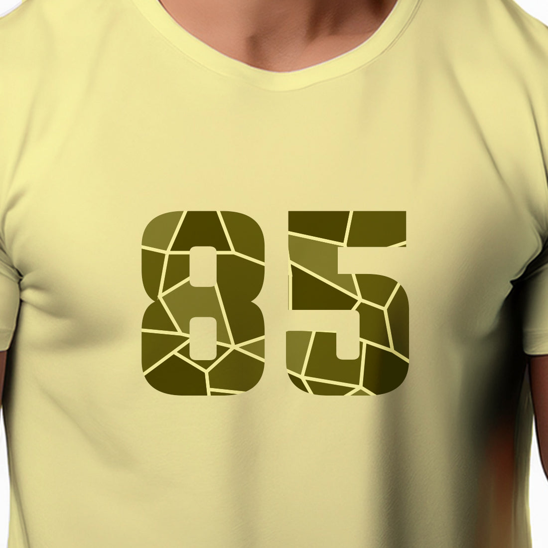 85 Number Men Unisex T-Shirt | Custom Number Graphic Tee (Butter Yellow)