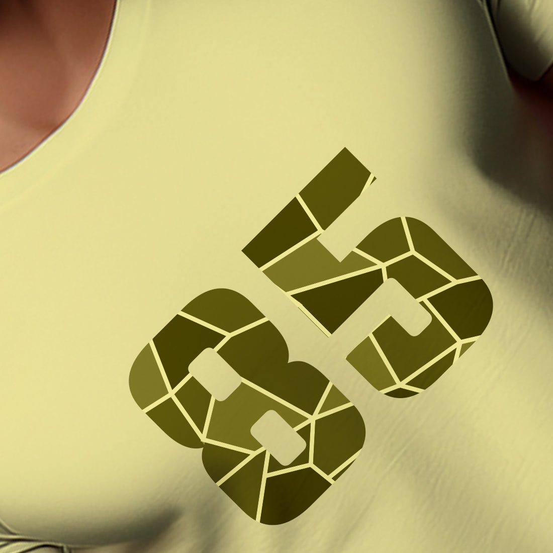 85 Number Men Unisex T-Shirt | Custom Number Graphic Tee (Butter Yellow)