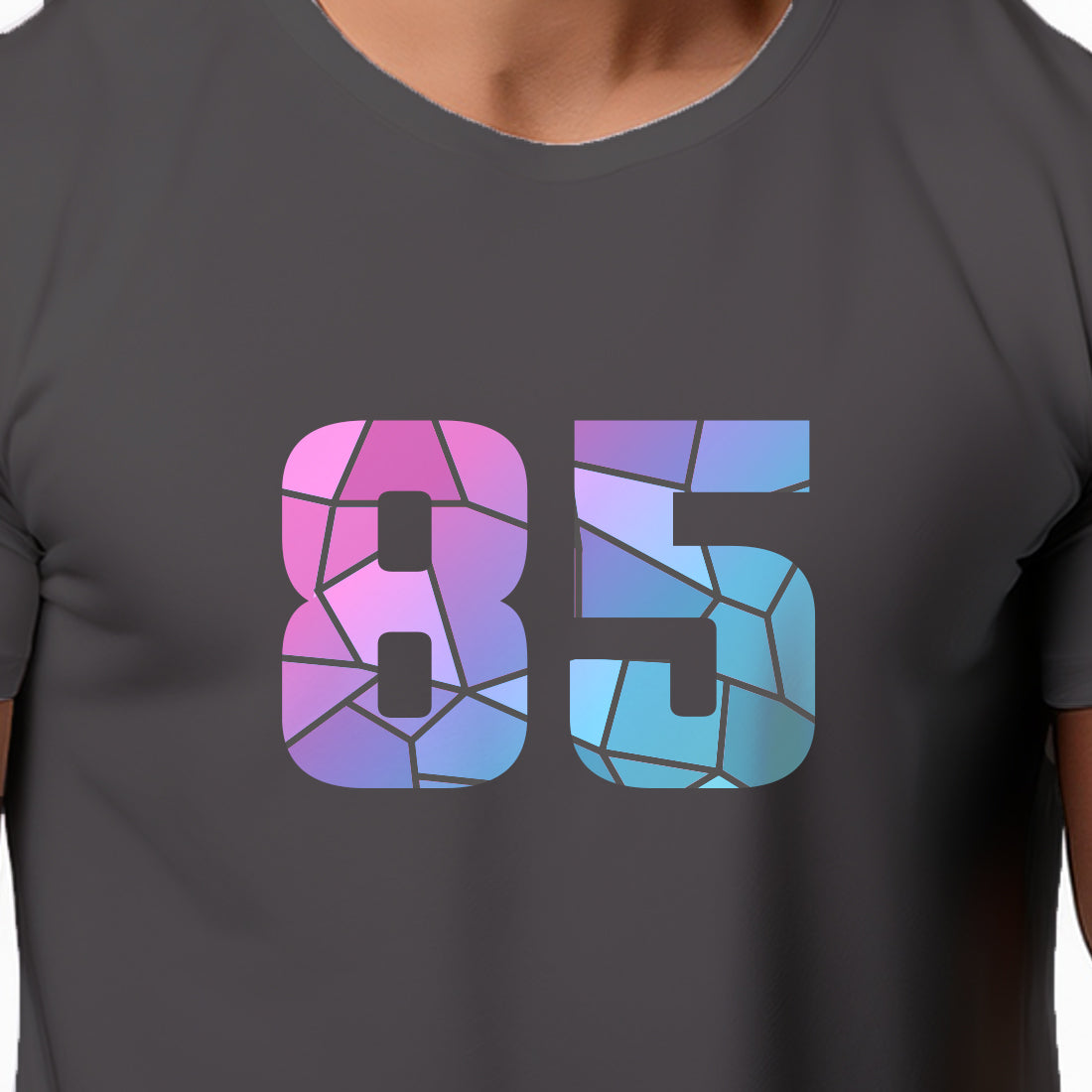 85 Number Men Unisex T-Shirt | Custom Number Graphic Tee (Charcoal Grey)
