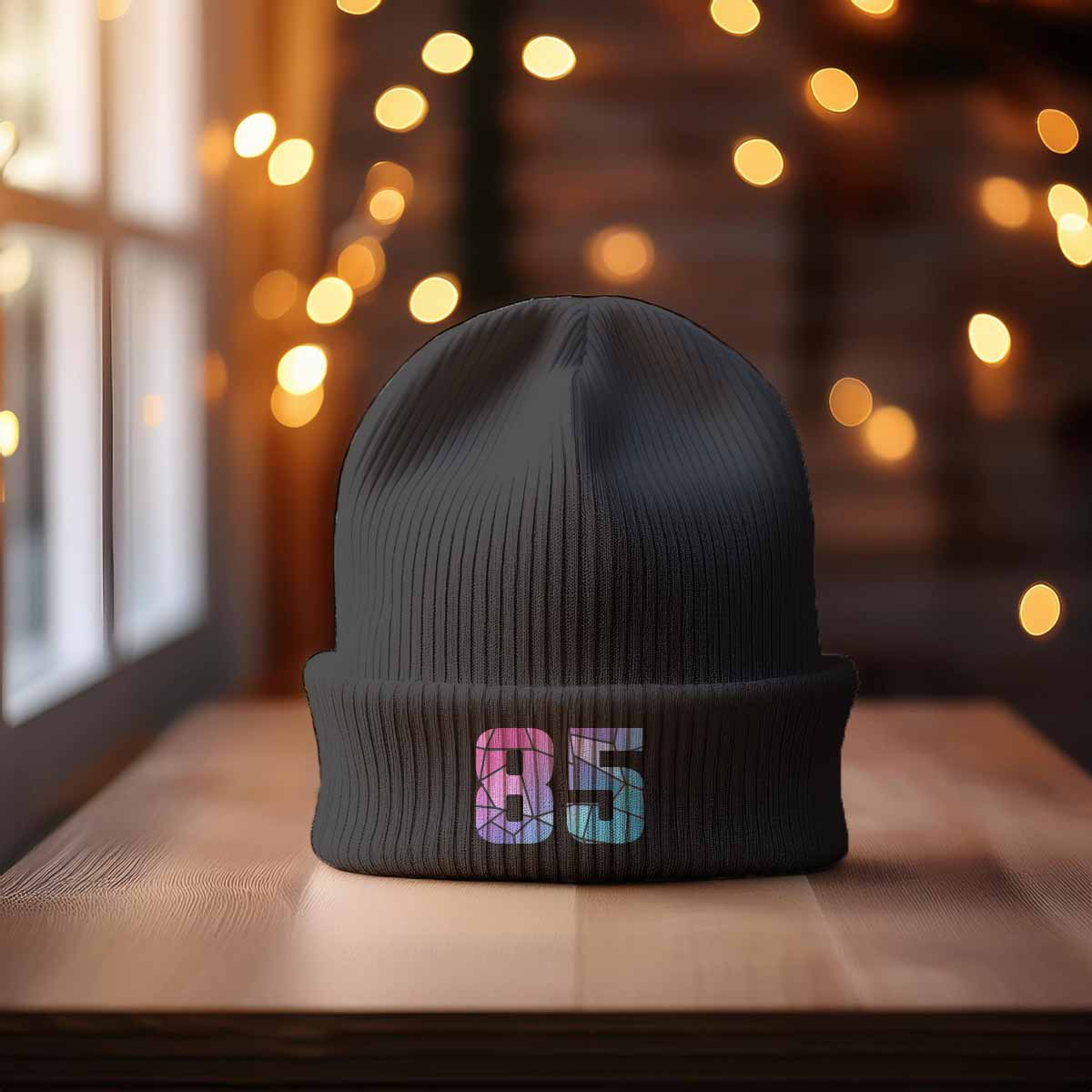 85 Number Cuffed Beanie (Dark Grey)