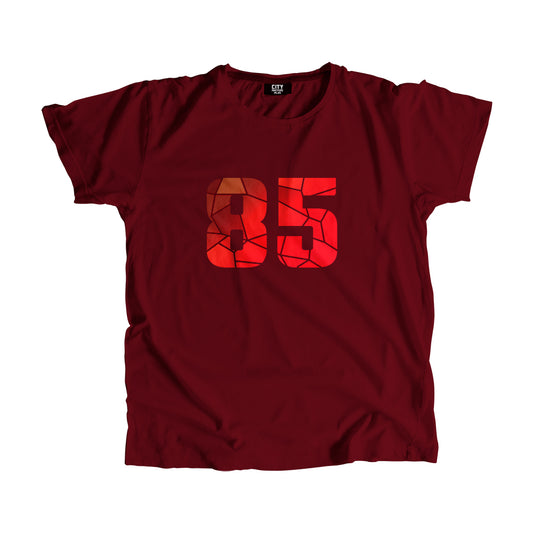 85 Number Men Unisex T-Shirt | Custom Number Graphic Tee (Maroon)