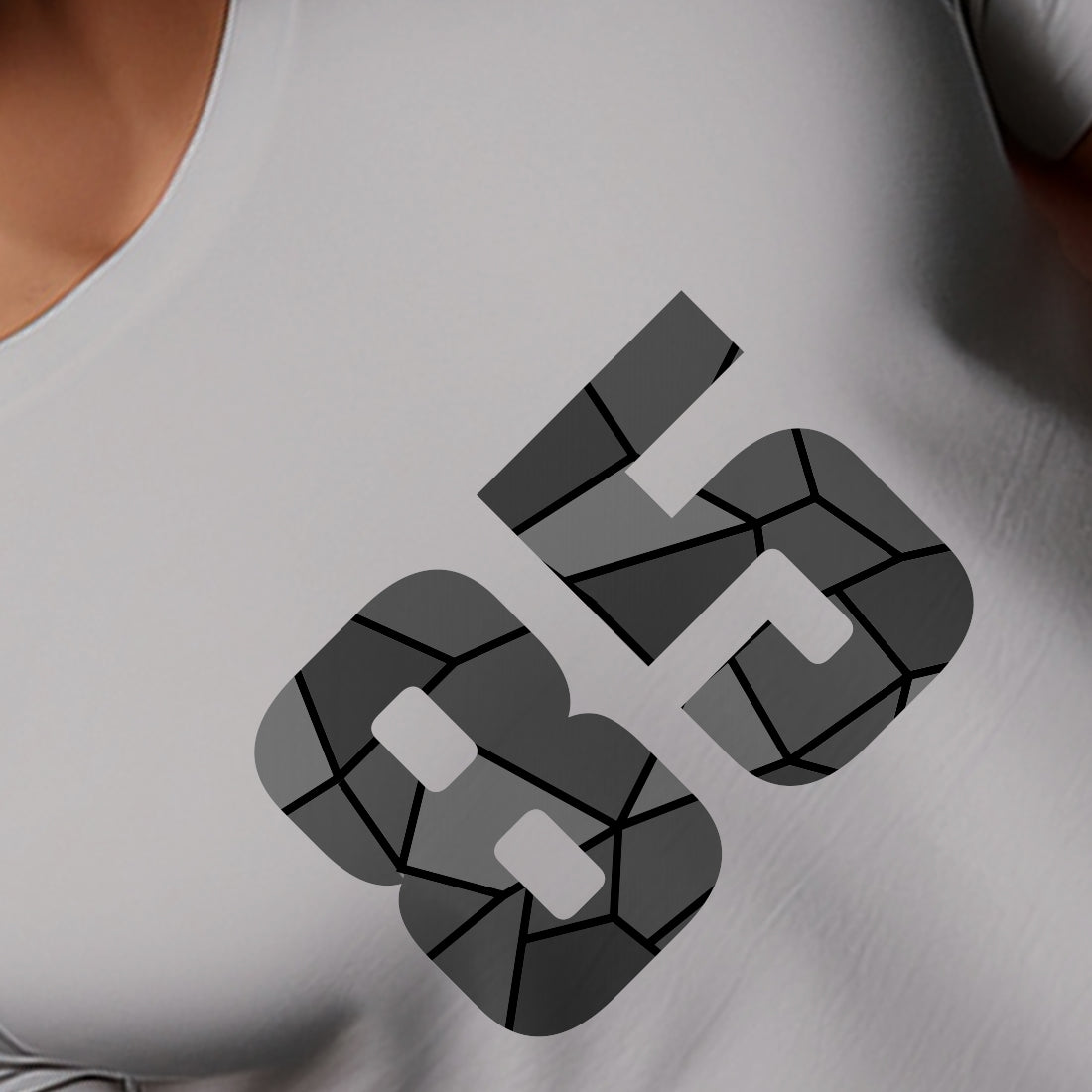 85 Number Men Unisex T-Shirt | Custom Number Graphic Tee (Melange Grey)