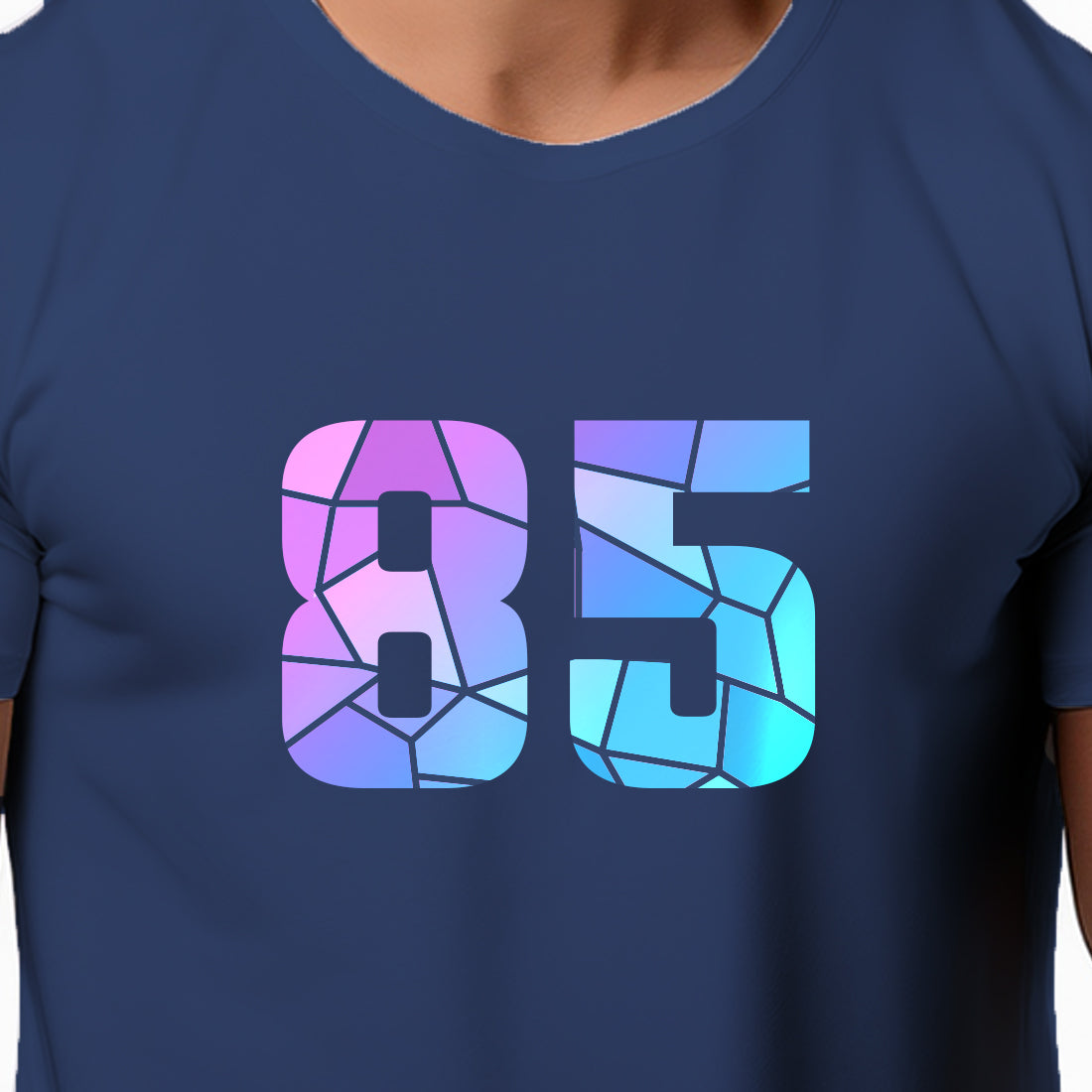 85 Number Men Unisex T-Shirt | Custom Number Graphic Tee (Navy Blue)