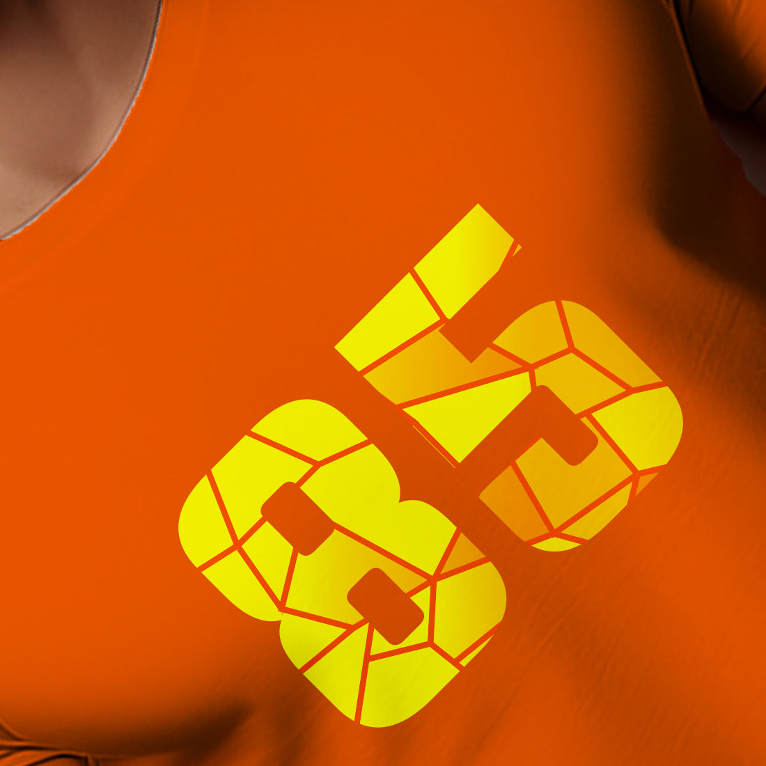 85 Number Men Unisex T-Shirt | Custom Number Graphic Tee (Orange)