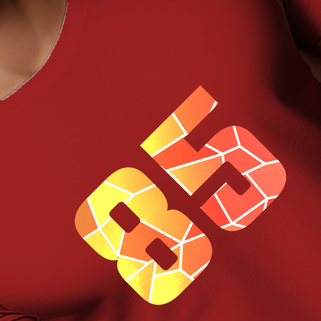 85 Number Men Unisex T-Shirt | Custom Number Graphic Tee (Red)