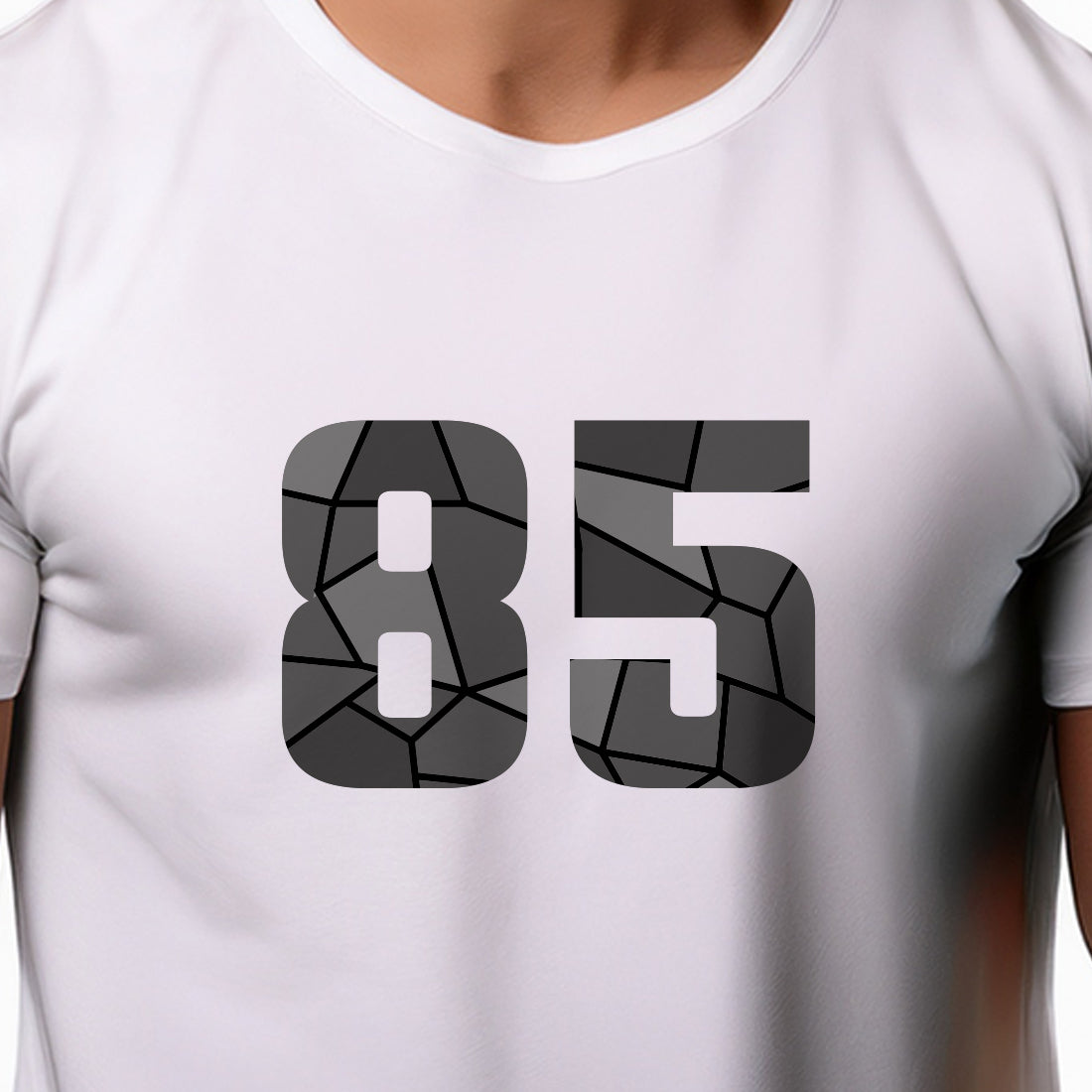 85 Number Men Unisex T-Shirt | Custom Number Graphic Tee (White)