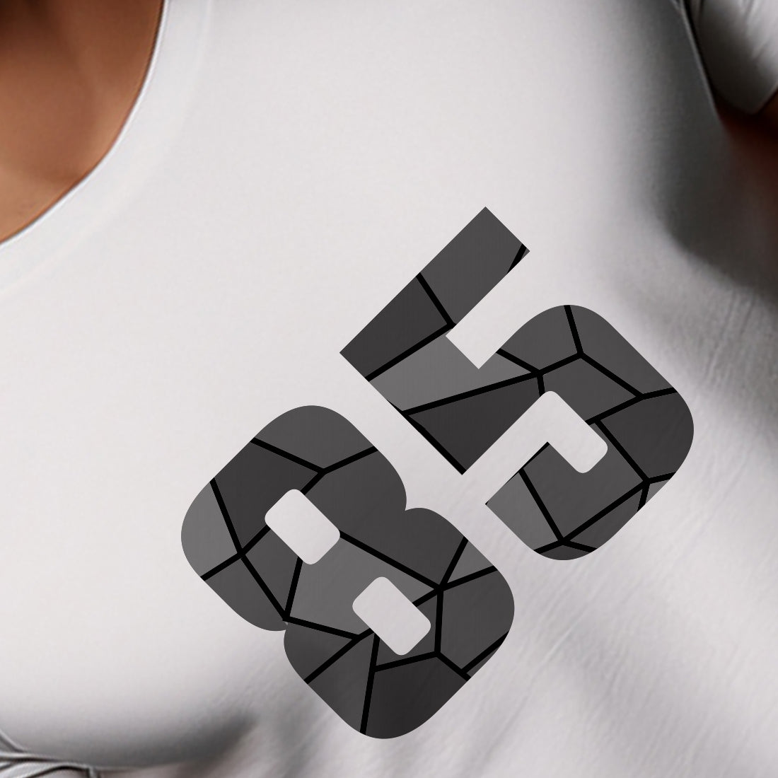 85 Number Men Unisex T-Shirt | Custom Number Graphic Tee (White)