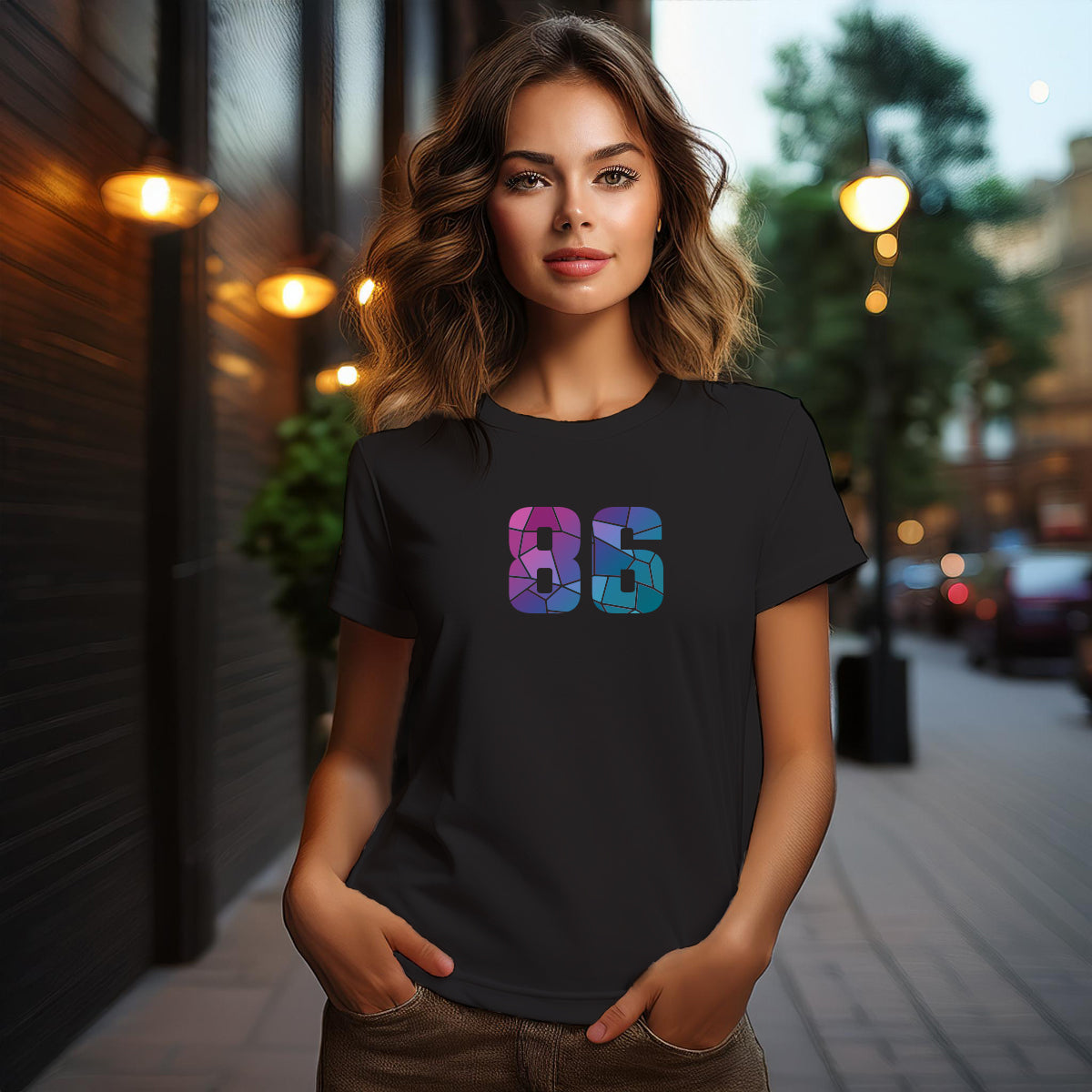 86 Number Women T-Shirt (Black)